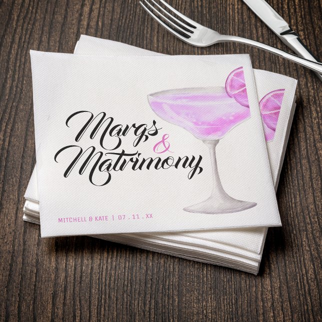 Margs & Matrimony Rosa Margarita Möhippa Pappersservett (Margs & Matrimony Pink Margarita Bridal Shower Napkins
)