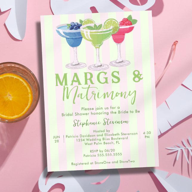 Margs & Matrimony Rosa Mint Bröllopsdusch Inbjudningar (Skapare uppladdad)