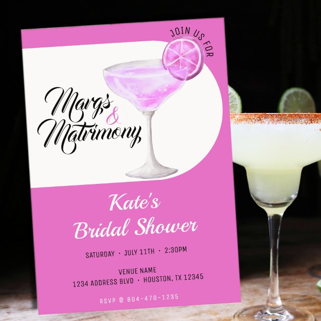 Margs & Matrimony Rosa & White Möhippa Inbjudningar (Margs & Matrimony Pink & White Bridal Shower Invitation
)
