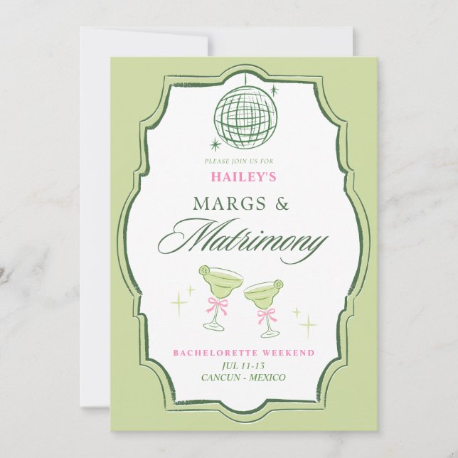 Margs & Matrimony Sällskapsdam Mötesgladhet Inbjudningar (Framsida)