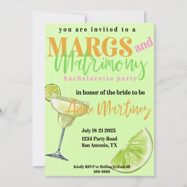 Margs & Matrimony Sällskapsdamer Inbjudan (Framsida)