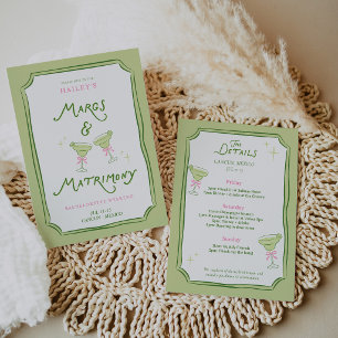 Margs & Matrimony Sängkammarbrud Rosa Itinerary Inbjudningar