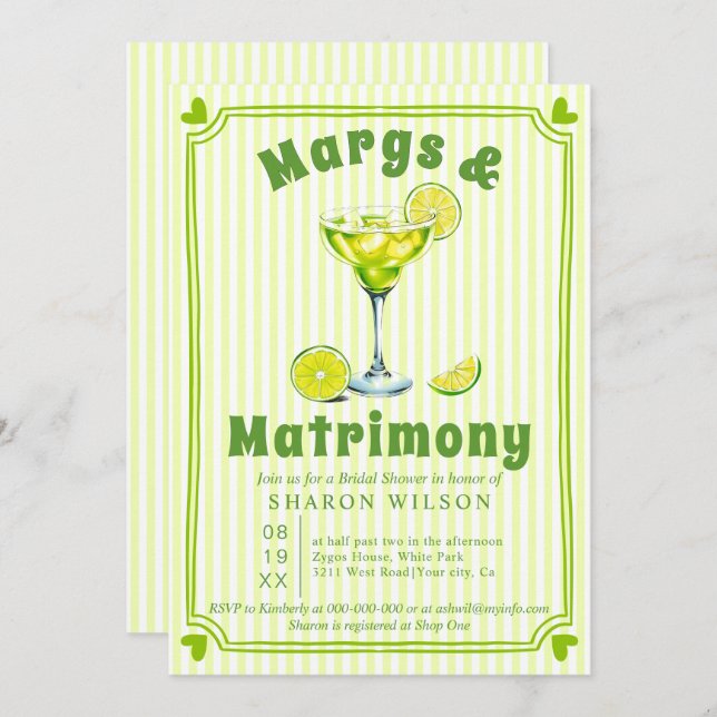 Margs & Matrimony scribble gräns möhippa Inbjudningar (Fram/baksida)