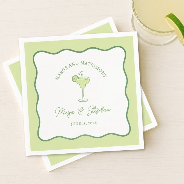 "Margs & Matrimony" Simple Lime Margarita Wedding Pappersservett (Skapare uppladdad)