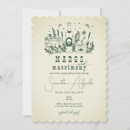 Margs Matrimony Skull Mexican Fiesta par Shower Inbjudningar