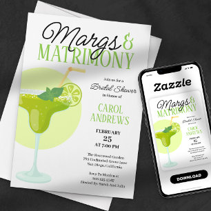 Margs & Matrimony Tropisk Grön Bröllopsfest Inbjudningar