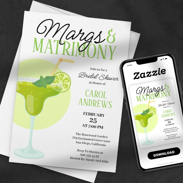 Margs & Matrimony Tropisk Grön Bröllopsfest Inbjudningar (Skapare uppladdad)