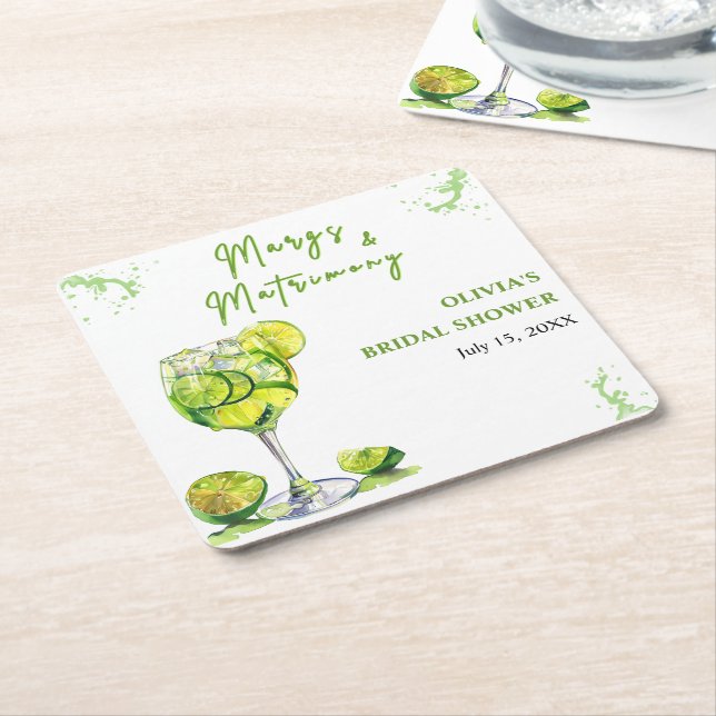 Margs och äktenskap Cocktail Bröllopsfest Underlägg Papper Kvadrat (Vinklad)