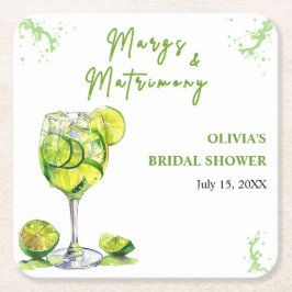 Margs och äktenskap Cocktail Bröllopsfest Underlägg Papper Kvadrat