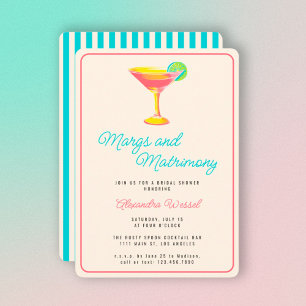 Margs och äktenskap Cocktail Retro Bröllopsfest Inbjudningar