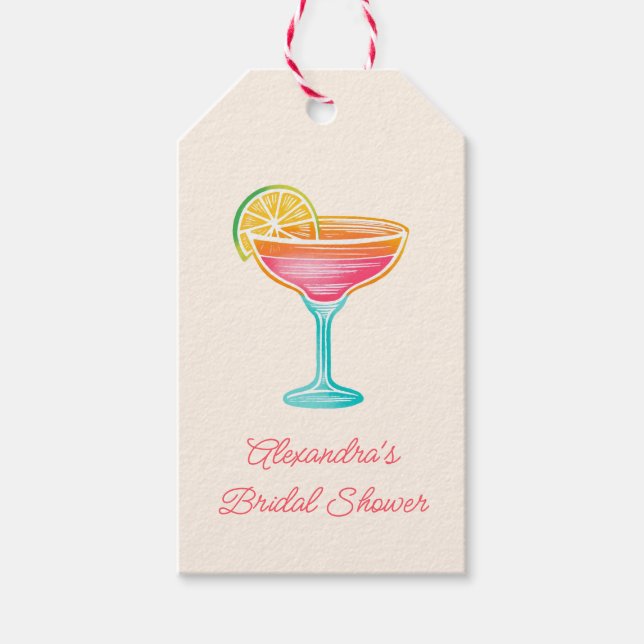 Margs och äktenskap Retro Cocktail Bröllopsfest Presentetikett (Framsidan)