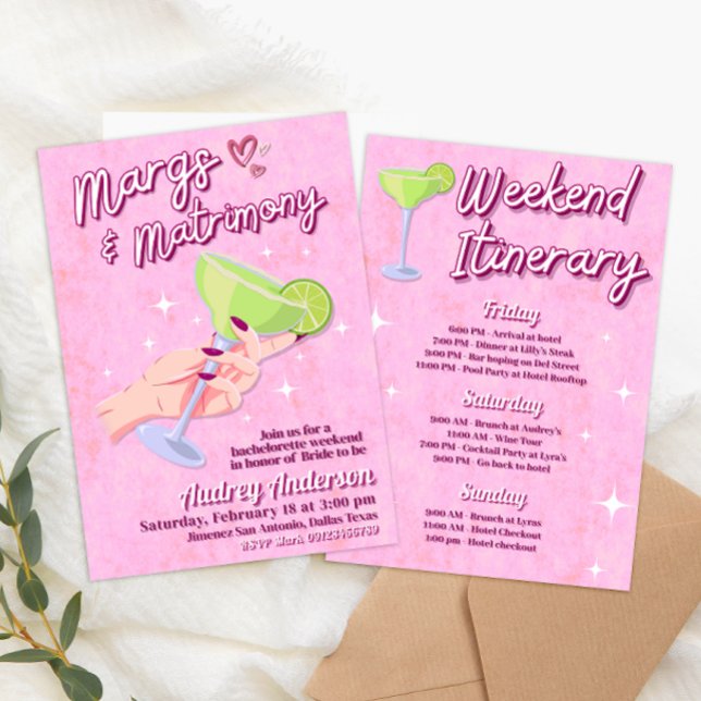 Margs och äktenskap - Sista dejten Inbjudningar (Margs and Matrimony - Bachelorette Weekend Invitation)