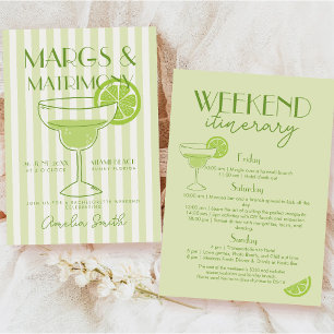 Margs och bröllop Cocktail Systerbrud Weekend Inbjudningar