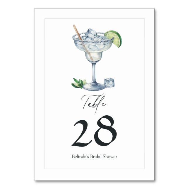 Margs och giftermål Margarita bröllopsfest för bru Bordsnummer (Framsidan)