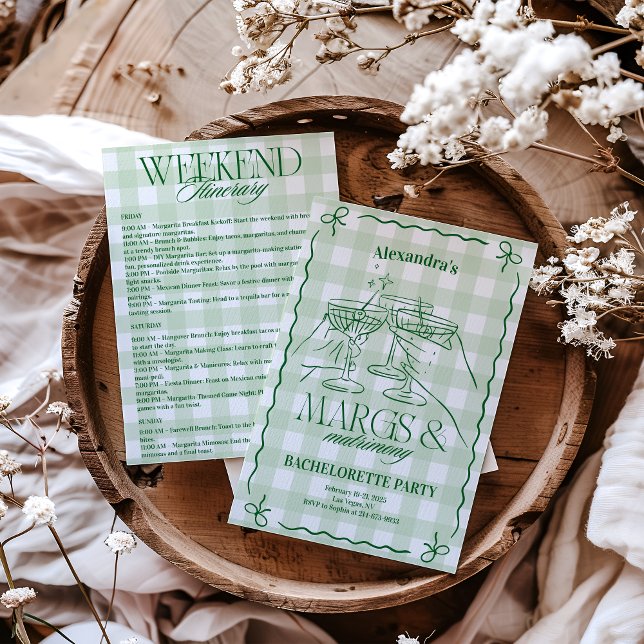 Margs och Matrimony Bachelorette Itinerary Inbjudningar (Skapare uppladdad)