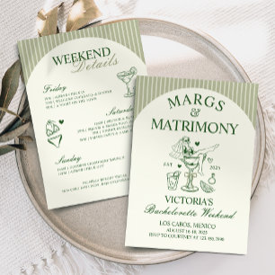 Margs och Matrimony Bachelorette Party Itinerary Inbjudningar