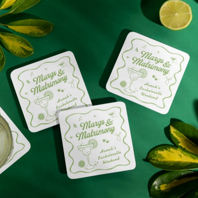 Margs och Matrimony Bachelorette Underlägg Papper Kvadrat (Skapare uppladdad)