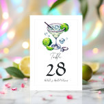 Margs och Matrimony Margarita Möhippa Bordsnummer<br><div class="desc">Lägg till lite roligt och elegans i möhippan med det här Bordsnumret Margs och Matrimony Margarita. Med ett snyggt illustrerat margaritaglas, färska kalkaccenter och en mousserande förlovning ring, är detta en perfekt för ett festive och snyggt firande. Anpassa med bordsnumren för att ge gästerna flata och komplettera din fiesttemeterade möhippa...</div>