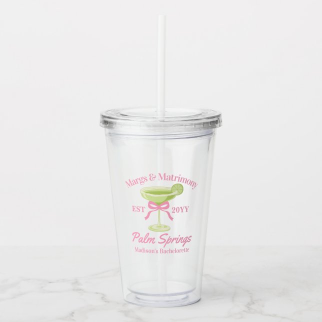 Margs och Matrimony Margaritas Bachelorette Party Take Away Mugg (Framsida)