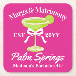 Margs och Matrimony Margaritas Bachelorette Party Underlägg Papper Kvadrat