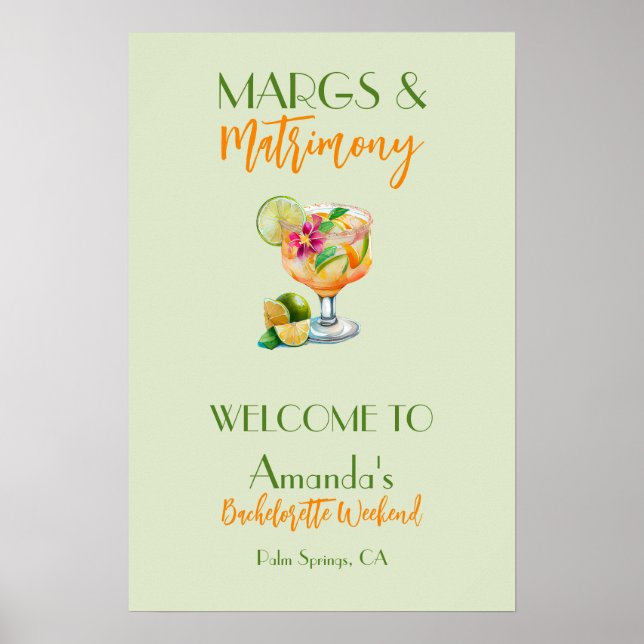Margs och Matrimony Tequila & Fiesta Bachelorette Poster (Framsidan)