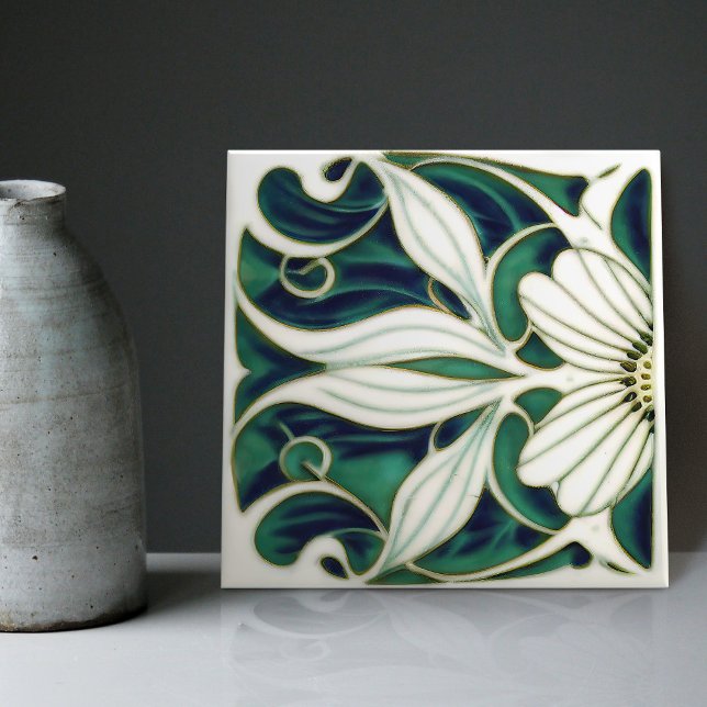 Marguerite Art Deco Daisy Wall Decor Art nouveau C Kakelplatta (Skapare uppladdad)