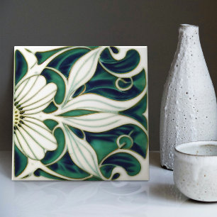 Marguerite Art Deco Daisy Wall Decor Art nouveau Kakelplatta