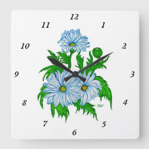 Marguerite, Daisy Flowers in re stil Fyrkantig Klocka