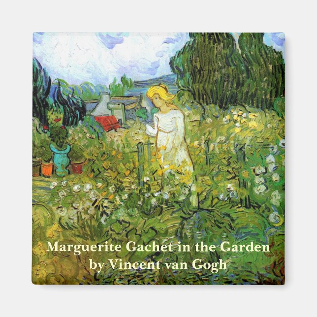 Marguerite Gachet i trädgården av Vincent van Gogh Magnet (Framsidan)