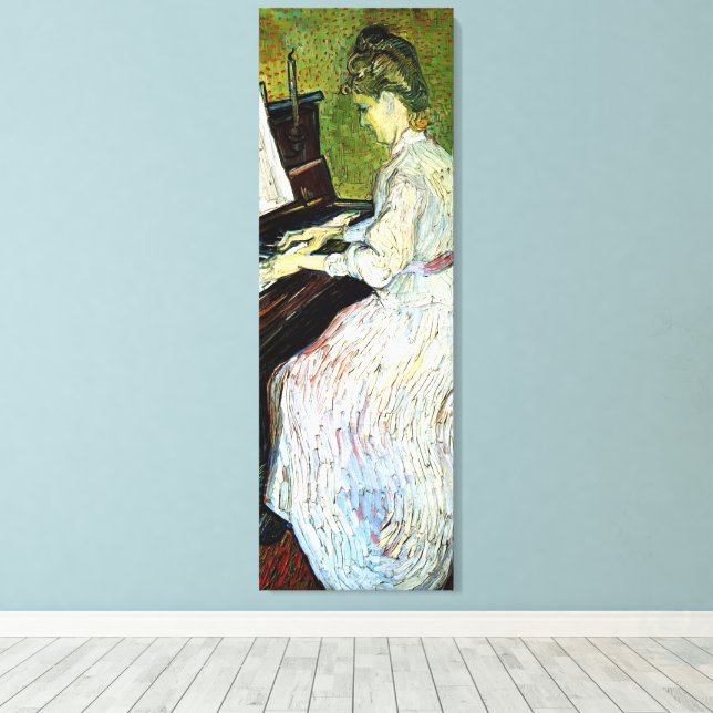 Marguerite Gachet vid Piano av Vincent van Gogh Canvastryck (Insitu (trägolv))