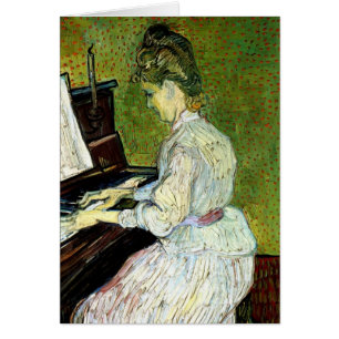 Marguerite Gachet vid Piano av Vincent van Gogh Hälsningskort