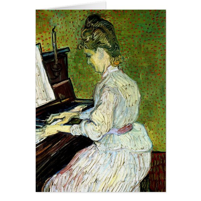 Marguerite Gachet vid Piano av Vincent van Gogh Hälsningskort (Framsidan)