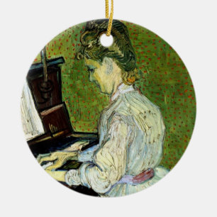 Marguerite Gachet vid Piano av Vincent van Gogh Julgransprydnad Keramik