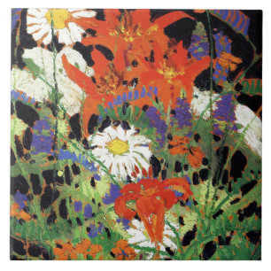Marguerites, Wood Lilies och Vetch Kakelplatta