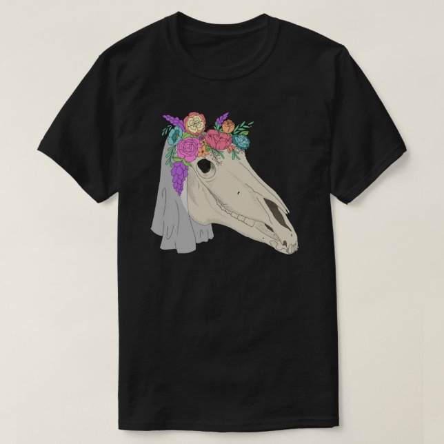 Mari Lwyd Welsh Folklore Horse Skull - Flat Färg T Shirt (Design framsida)