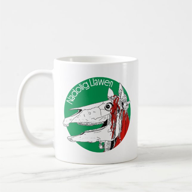 Mari Lwyd Welsh jul Kaffemugg (Vänster)