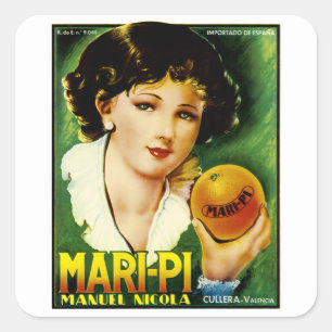 Mari Pi Oranges Fyrkantigt Klistermärke