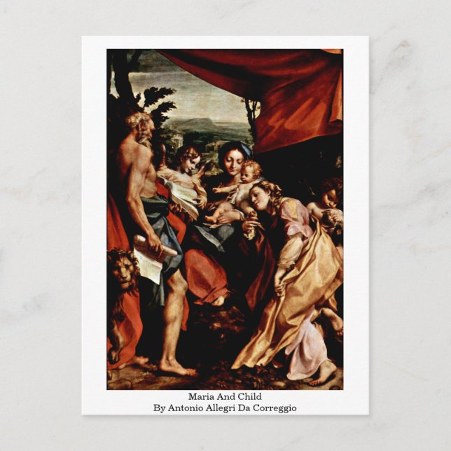 Maria and Child av Antonio Allegri Da Correggio Vykort (Framsida)