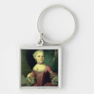 Maria-Anna Mozart som kallas 'Nannerl Fyrkantig Silverfärgad Nyckelring