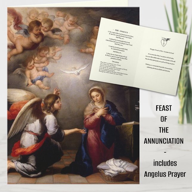 Maria bebådelsedag Jungfru Maria Religiös Kort (The Feast of the Annunciation is celebrated March 25th. )