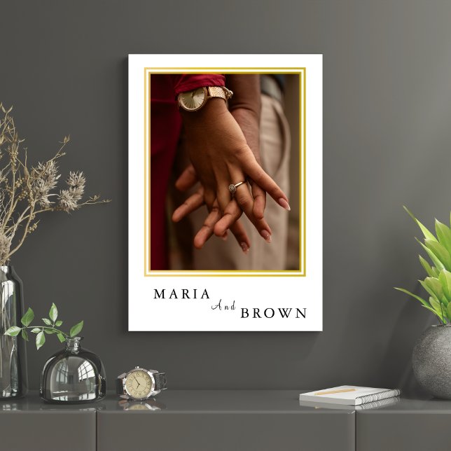 "Maria & Brown" Modern Minimalist Wedding |Elegant Inbjudningar (Minimalist photo wedding invitation)