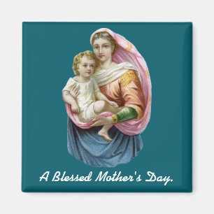 Maria håller Jesus Mors Dag Magnet