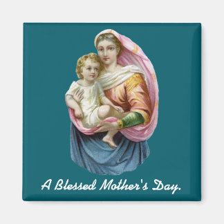 Maria håller Jesus Mors Dag Magnet