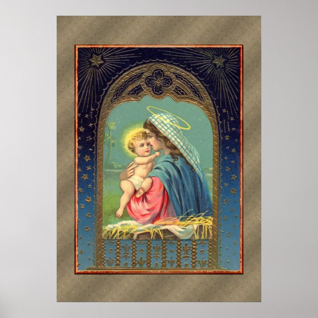 Maria håller Jesusbarnet Poster (Framsidan)