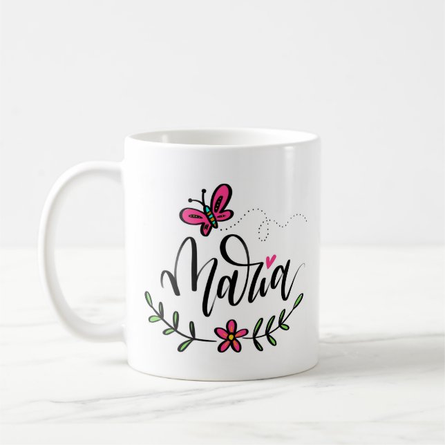 Maria, handskriven kaffemugg (Vänster)