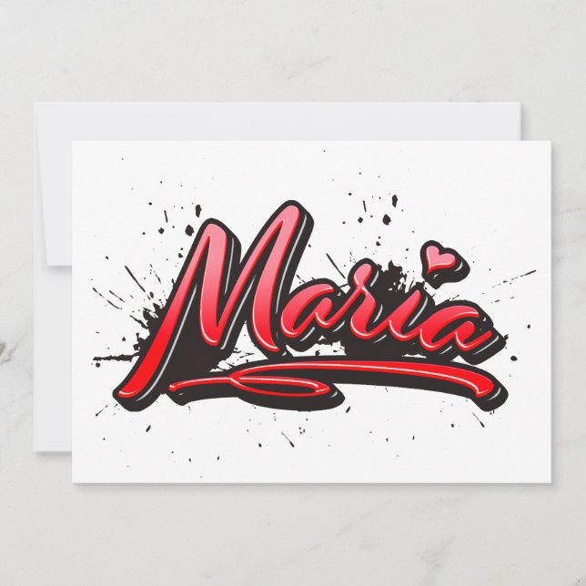 Maria Heart Splash Graffiti Karte Kort (Framsida)
