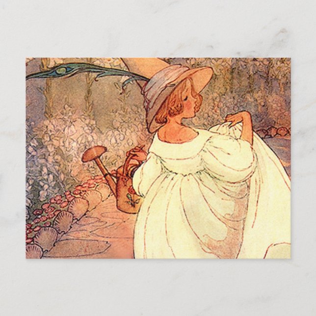 Maria i sin trädgård vykort (Framsida)