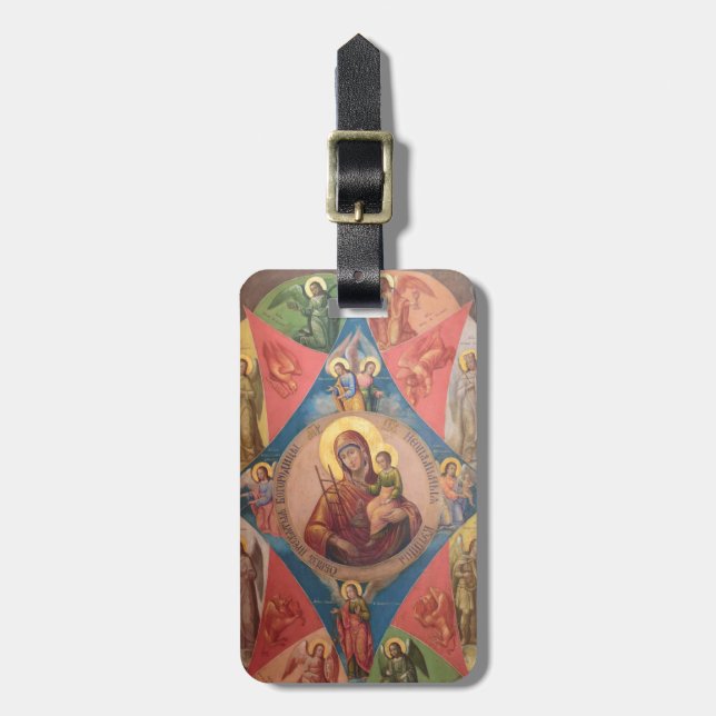 Maria, Jesus och änglar Bagagebricka (Vertikal Framsida)