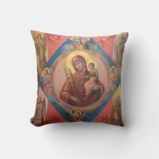 Maria, Jesus och änglar Kudde (Framsida)