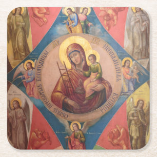 Maria, Jesus och änglar Underlägg Papper Kvadrat